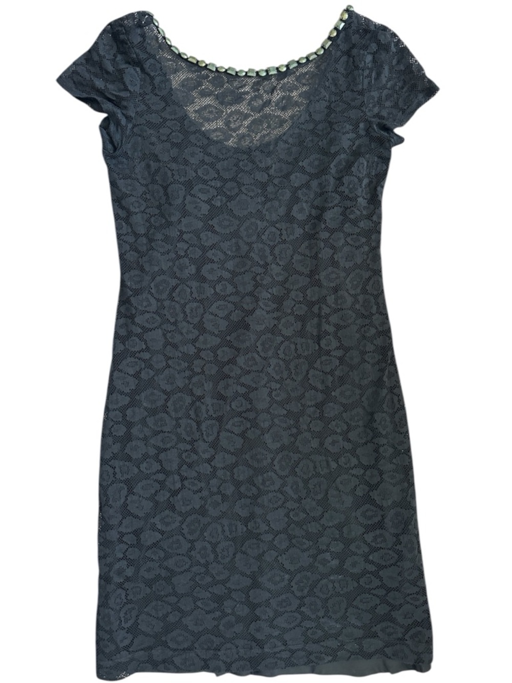 Trina Turk Black Lace-Overlay Cap Sleeve Midi Dress